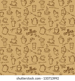 Seamless coffee icons vector