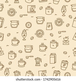 Seamless coffee pattern in doodle style suitable for background 