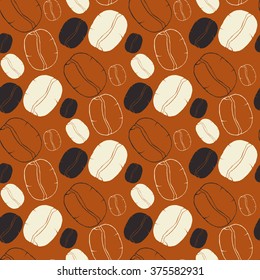 Seamless  coffee pattern with coffee grains.