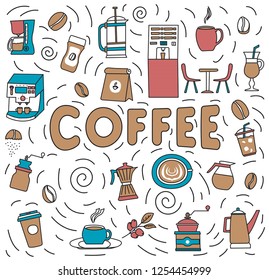 Seamless Coffee Pattern. Hand Drawn.