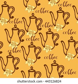 Seamless coffee pattern hand drawn modern vector illustration.