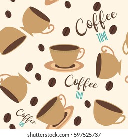 Seamless coffee pattern. Vector illustration