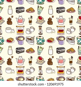seamless coffee pattern,cartoon vector illustration