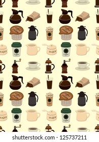 seamless coffee pattern,cartoon vector illustration