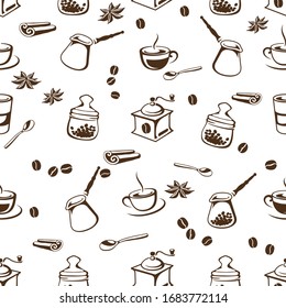 Seamless Coffee stylized vector background