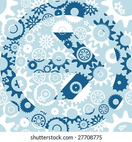 Seamless cogs background with arrow sign