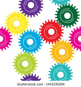 Seamless cogs icon. Abstract flat illustration of cogs vector icon for web. Cogwheel concept stroke symbol design.
