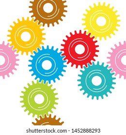 Seamless cogs icon. flat illustration of cogs vector icon for web. Cogwheel concept stroke symbol design.
