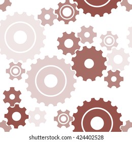 Seamless cogwheel pattern, machinery background. Vector