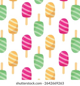 Seamless cold ice cream hot summer illustration background pattern in vector
