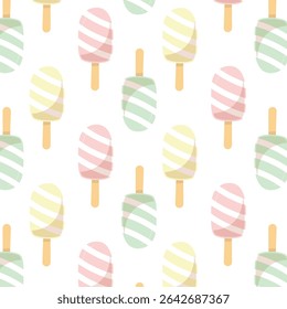 Seamless cold ice cream hot summer illustration background pattern in vector