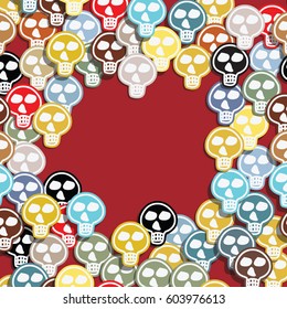 seamless collour skulls with text place