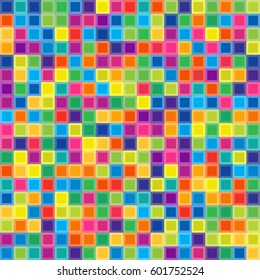 Seamless Cololful Pattern of Symmetric Squares. Geometric Continuous Background for Universal Application.