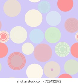 Seamless color abstract circles, bubbles, sphere or ellipses geometric pattern generative art background. Vector illustration graphic.