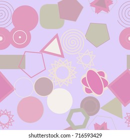 Seamless color abstract mixed geometric pattern generative art background. Vector illustration graphic.