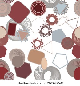 Seamless color abstract mixed geometric pattern generative art background. Vector illustration graphic.