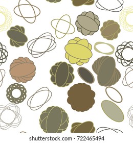 Seamless color abstract oval and mixed geometric pattern generative art background. Vector illustration graphic.