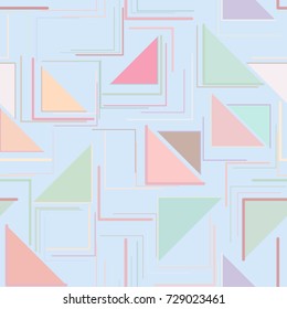 Seamless color abstract triangle lines geometric pattern generative art background. Vector illustration graphic.