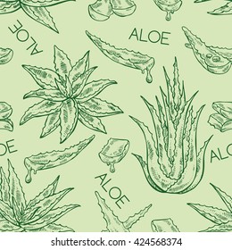 Seamless with color aloe. hand drawn