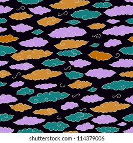 Seamless color background with chinese clouds