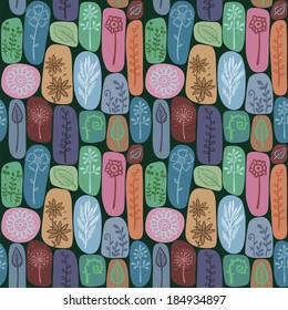 seamless color background with elements of plants