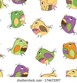 Seamless color background. Image parrot. Bright spring colors. The white background.