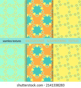 Seamless color background. The texture of simple doodle elements. Decorations for fabrics, children's textiles.For scrapbooking, packaging, gift products. Digital template. Easter,Christmas background