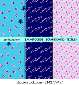 Seamless color background. The texture of simple doodle elements. Decorations for fabrics, children's textiles.For scrapbooking, packaging, gift products. Digital template. Easter,Christmas background