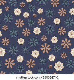 Seamless color background. Vector illustration with set of flower blossoms