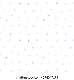 Seamless color background in violet colors. Vector seamless pattern with small flower blossoms on a white background. Hand drawn vector illustration.