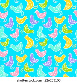 Seamless color birds pattern 