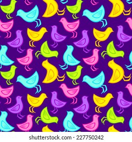 Seamless color birds pattern 