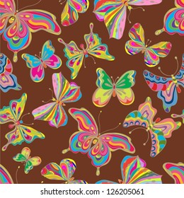 Seamless color butterfly background for design, vector