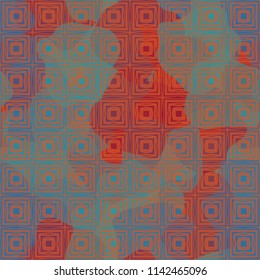 Seamless color camouflage made of amorphous spots.
The picture is covered with a network consisting of broken squares.