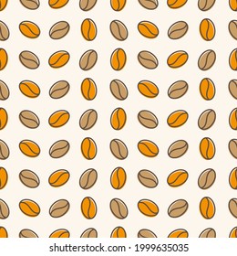 Seamless color coffee bean pattern for coffee shop backgrounds, cafe decorations, dining venues and culinary events. for a coffee-themed greeting card. for coffee-themed fabric motifs