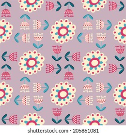 Seamless color decorative flower pattern 