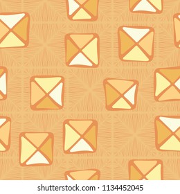 Seamless color editable pattern. Careless squares divided by diagonals are located on the background of large diamonds with a fibrous structure.
