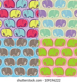The seamless with color elephants
