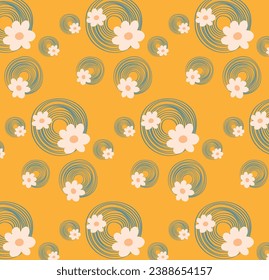 seamless color full flower leaf bunch pattern dark background design.solid abstract blooming flower arrangement motif with stalk leaves, all over vector design with solid background illustration digit