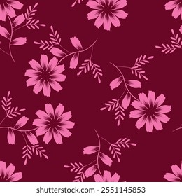 seamless color full flower leaf bunch pattern dark background design