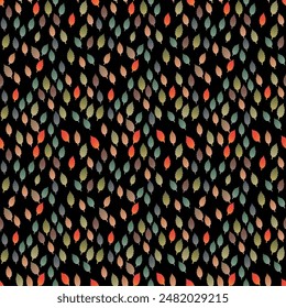  seamless  color full leaf  print  pattern black background design