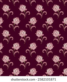  seamless color full  paisley  flower leaf ajrakh bunch pattern background design