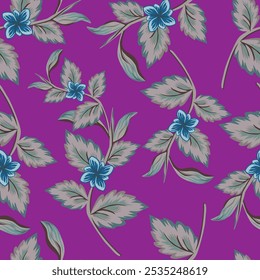 seamless color full small flower leaf bunch pattern background texture