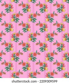  seamless  color full  small paisley flower leaf  bunch pattern background design