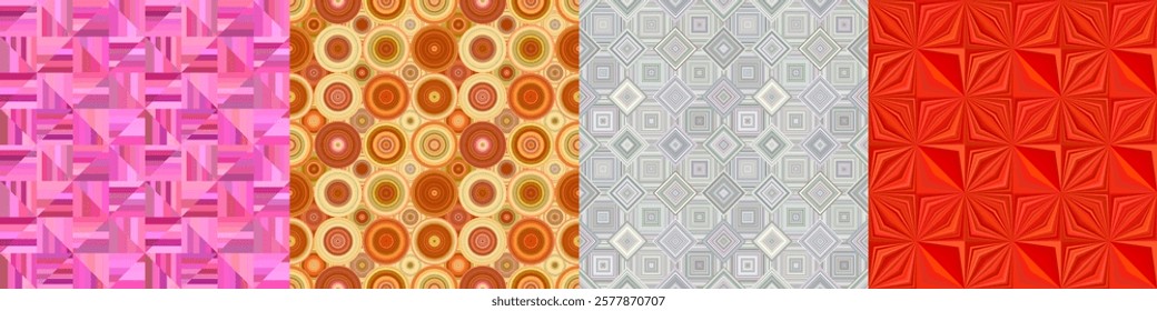 Seamless color geometric pattern set