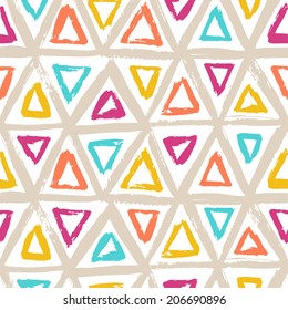 Seamless color hand drawn pattern. Geometric background. Vector illustration