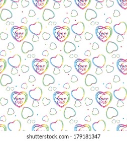 Seamless color hearts pattern, vector illustration