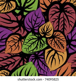 seamless color leaves pattern, vector