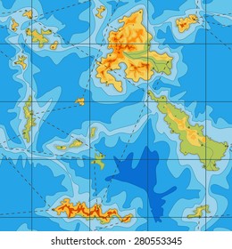 seamless color map of the blue sea and islands