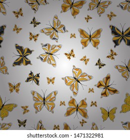 Seamless. Color outline set of butterfly vector for web design isolated on white, black and yellow background. Butterfly.